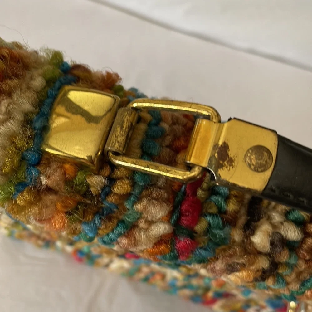 Jerry Terrence vintage carpet bag the original gold hardware brown strap multi - Picture 15 of 15